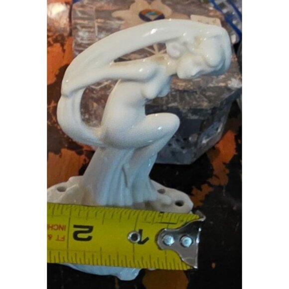 Vintage Flower Frog Ceramic Nude Woman Figurine 4.5" Off-White Glossy Art Deco - Picture 12 of 12